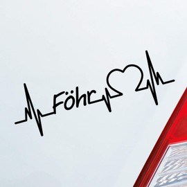 Hellweg Druckerei Föhr Heart Pulse Island North Sea Love Car Sticker Rear Window Sticker