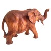 Elephant Statue Solid Wood Hand Carved Lucky Trunk Up Elephant