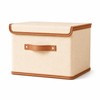 11L Beige Non-Woven Fabric Clothes Storage Box with Lid, Wardrobe