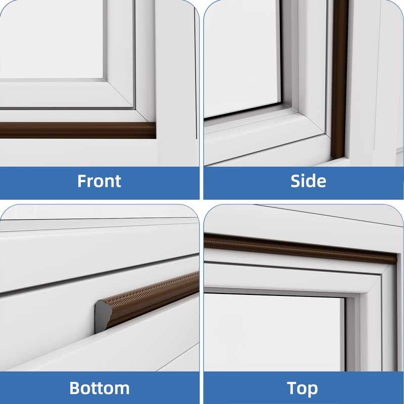 Wedge-Shape Window Weather Stripping Door Frame Seal Strip 3Pcs×196" Brown,Upgrade
