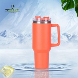 40oz Insulated Stainless Steel Thermal Mugs with Straw and Lid - Eco-Friendly Leakproof Design for Home, Office, Car, Travel, and Sports Sustained Temperature Control (Orange)