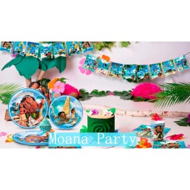 inboxxarty 86 Pcs Moana Birthday Party Supplies Set Plates Napkins Cups Party Decorations