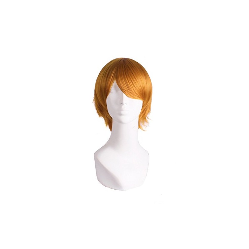 MapofBeauty Cosplay Costume Men's Short Straight Wig (Golden Orange)