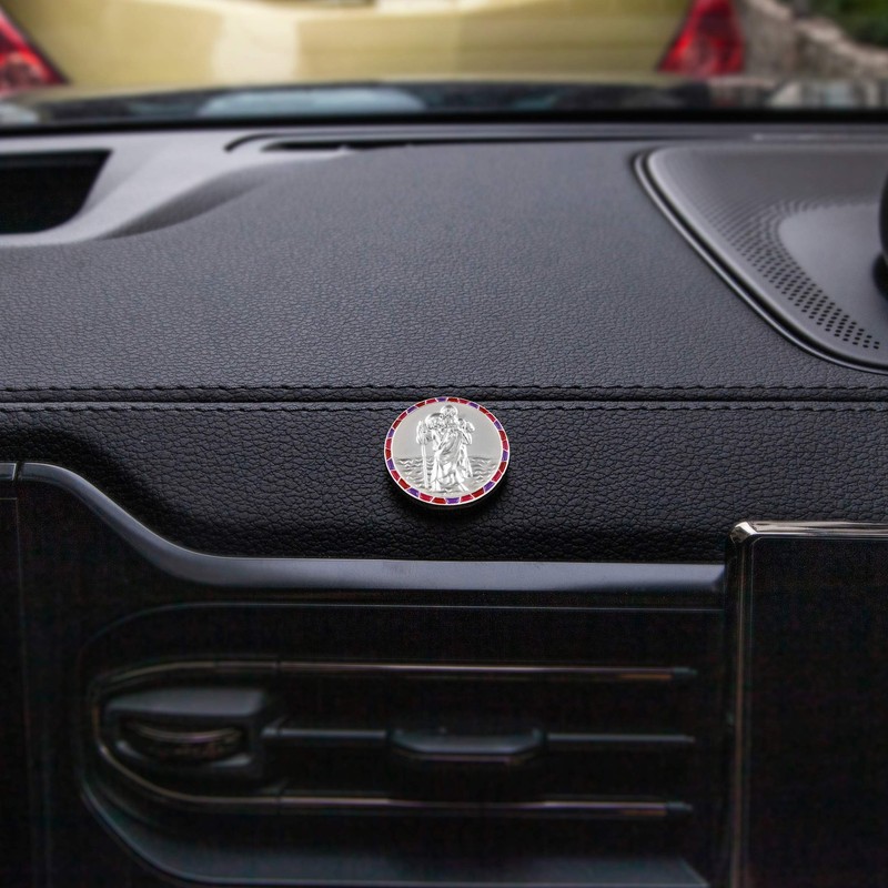 Fritz Cox St Christopher Car Medal with Mosaic Edge