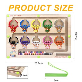 Gvolatee Magnetspiel Labyrinth Holzspielzeug, Montessori Spielzeug ab 2 3 4 5 Jahre, Motorikspielzeug Magnetisches Labyrinth Lernspiel, Zahlen und Farben Lernendes Lernspielzeug für Mädchen und Junge