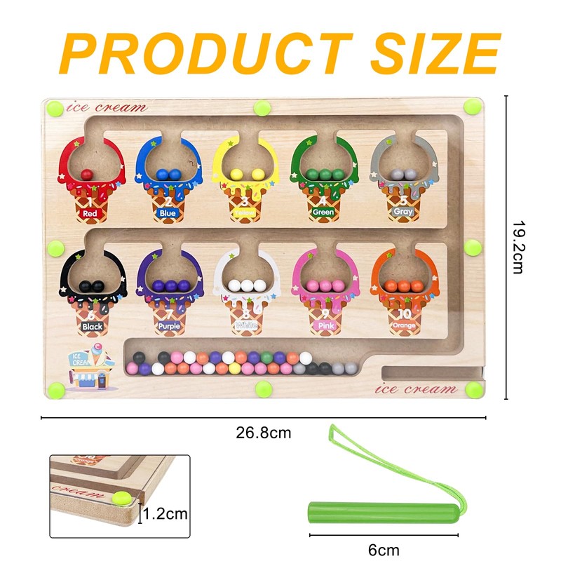 Gvolatee Magnetspiel Labyrinth Holzspielzeug, Montessori Spielzeug ab 2 3 4