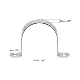 TA-VIGOR 2Pcs Rigid Pipe Straps, 63mm 2 Holes Stainless Steel Tension Tube Clip Clamp, Heavy Duty Conduit Clamps for Pipe Tube Wire Fixing, Laying Plumbing, Electricity, Exhaust