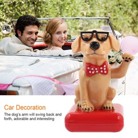 Solar Powered Swing Dog, Happy Adorable Waving Dog with Swing Arm Car Dashboard Bobble Head Decoration Cute Dog Shaking Ornament Car Interior Doll Ornament for Office (Golden Retriever)