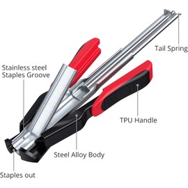 Proster Manual Hog Ring Plier Kit - Hog Ring Gun with 2500pcs Galvanized Steel Hog Rings for Auto Feed Fence Fastener Staple Plier Nailer for Pigpen Birdcage