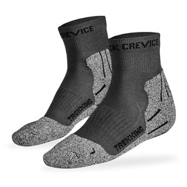 Black Crevice Trekking Socks, Women's & Men's Trekking Socks in Various Colours and Sizes, Hiking Socks with Reinforced Toe & Heel, Climate-Regulating & Breathable, 3 Pairs, Short - Dark Grey, 43 - 46