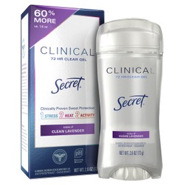 Secret Clinical Strength Antiperspirant Deodorant for Women Clean Lavender Scent Clear Gel 2.6 Oz