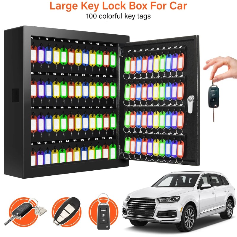Nebakne 100 Keys Key Cabinet, Anti-Theft Key Lock Box with