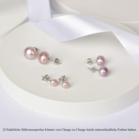 Freshwater Cultured Freshwater Pearls Earrings Pearl Stud Earrings Purple Real 925 Silver Pearl Earrings Flattened Women Girls, Sterling Silver, Pearl