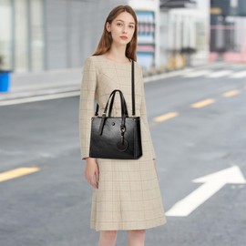 DEEVORCA Classic Women's Handbags Fashion Lightweight Handbag with Large Pockets PU Leather Shoulder Bag for Travel Daily Holiday Shopper Business Work Women's Bag Tote Bag, black, Classic