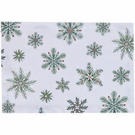 Park Designs Holiday Snowfall Placemat Set of 4, Green Snowflake 13X19 Inch Holiday Place Setting for Christmas & Winte Decor, 100% Cotton White Reusable Table Mat for Seasonal Use, Machine Washable