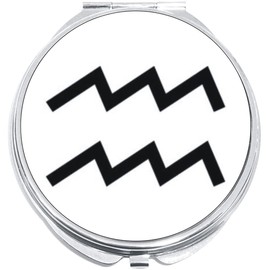 NewCharms Aquarius Zodiac Compact with Mirrors - Perfect Pocket and Purse Size Folding Mirror for Applying Make Up Anywhere