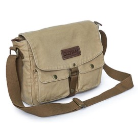Gootium Canvas Messenger Bag - Vintage Crossbody Shoulder Bag Military Satchel - Color: Khaki