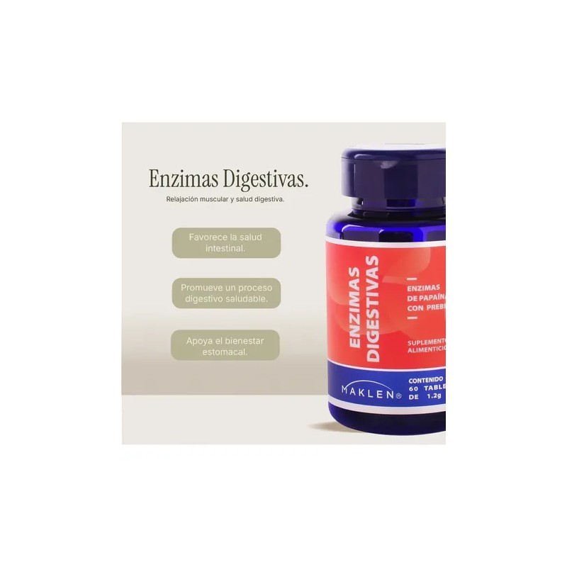 Enzimas Digestivas + Prebióticos | 60 Tabletas 1.2g | Maklen