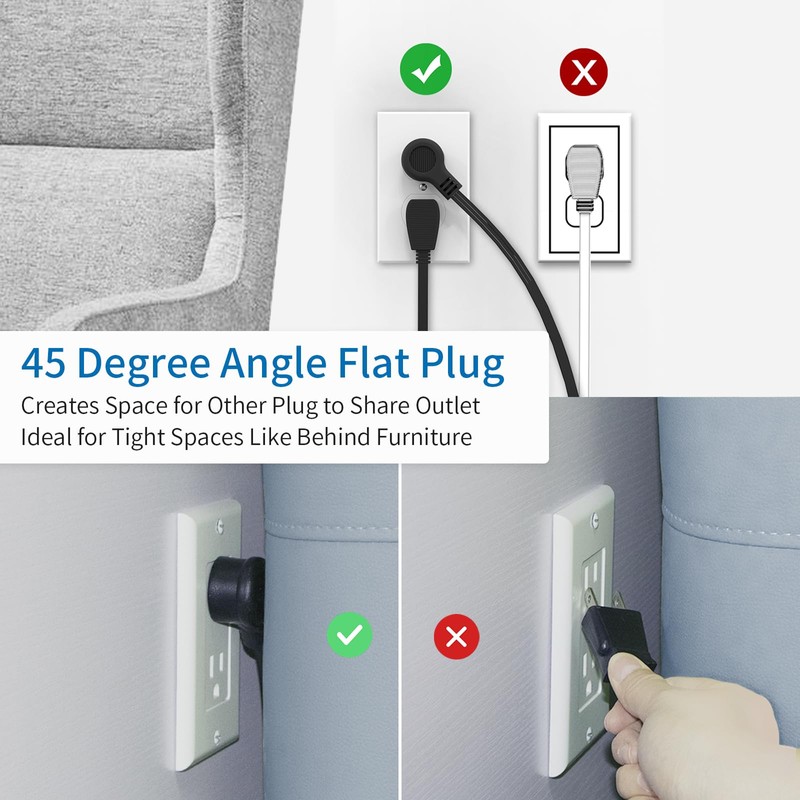 Flat Plug Extension Cord 15 Ft, NTONPOWER Ultra Thin Flat