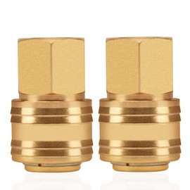 oumuik Compressed Air Coupling, 1/4 Inch, Compressed Air Connection, Quick Coupling, Compressed Air Couplings/Connections, Socket Plug 1/4 Inch, Brass Fitting, Pack of 2