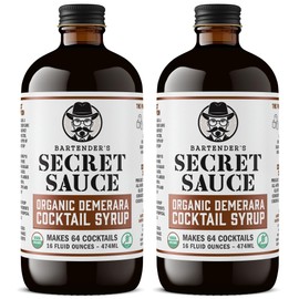 Bartender's Secret Sauce USDA Organic Demerara Syrup - 16-Ounce 2 Pack - Handcrafted Demerera Syrup - Makes 128 Cocktails