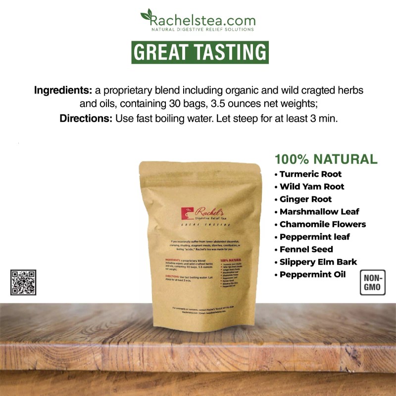 Rachel's Tea (120 Bags/240 Cups) Rachel’s Digestive Relief Tea: Turmeric,