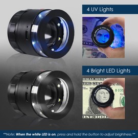 JuviPerpric Loupe Magnifier 10x,Rechargeable Jewelers Magnifying Glass with LED Light and Scale, Adjustable Focal Length Magnifier Jewelry Loupe for Gems, Coins