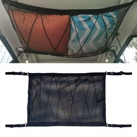 YFFSFDC Car Storage Cargo Net, 25.6 x 35.4 inches (65 x 90 cm), 4 Hooks Included, For Ceilings, Multi-purpose, Car Ceiling Storage, Car Ceiling Net, Ceiling Roof Net, Strong Net, Convenient Storage,