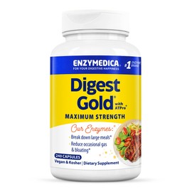 Enzymedica Enzymedica Digest Gold + ATPro, Maximum Strength Enzyme Formula, Prevents Bloating and Gas, 14 Key Enzymes Including Amylase, Protease, Lipase and Lactase, 240 Capsules
