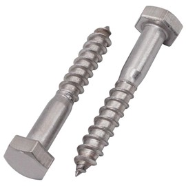 SKIR'CO (Pack of 50) A2 Stainless Steel Hexagon Wood Screws M6 x 40mm DIN 571 Hex Screws Draw Screws