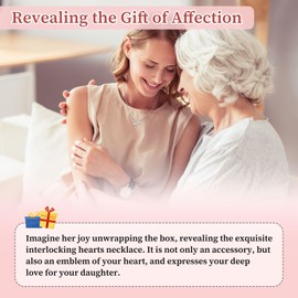 FLHEART Daughter Necklace Gifts from Mum Daddy - Silver Interlock Love Heart Pendant Necklaces for Women Girl, Daughter‘s Birthday gifts from Mama, Daughter Present for Mother's Day Graduation