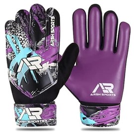 Arsh Sports Goalkeeper Gloves for Kids,Youth and Adult Football Soccer Goalie Gloves with 4-mm Latex Double Wrist Protection (Purple New, Size 6 Suitable for 13 to 15 Years Old)