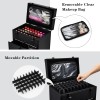Leather Rolling Makeup Train Case with Wheels 2 Drawers Professional