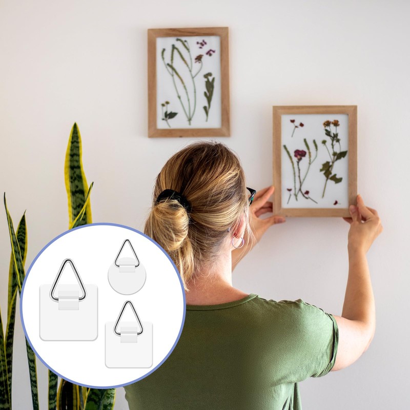 60 Pack Adhesive Picture Hanger, Foamboard Picture Hanging Hooks Without