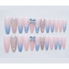 Nail Tips 24 Pcs Butterfly Clouds Long Fake Nails Make