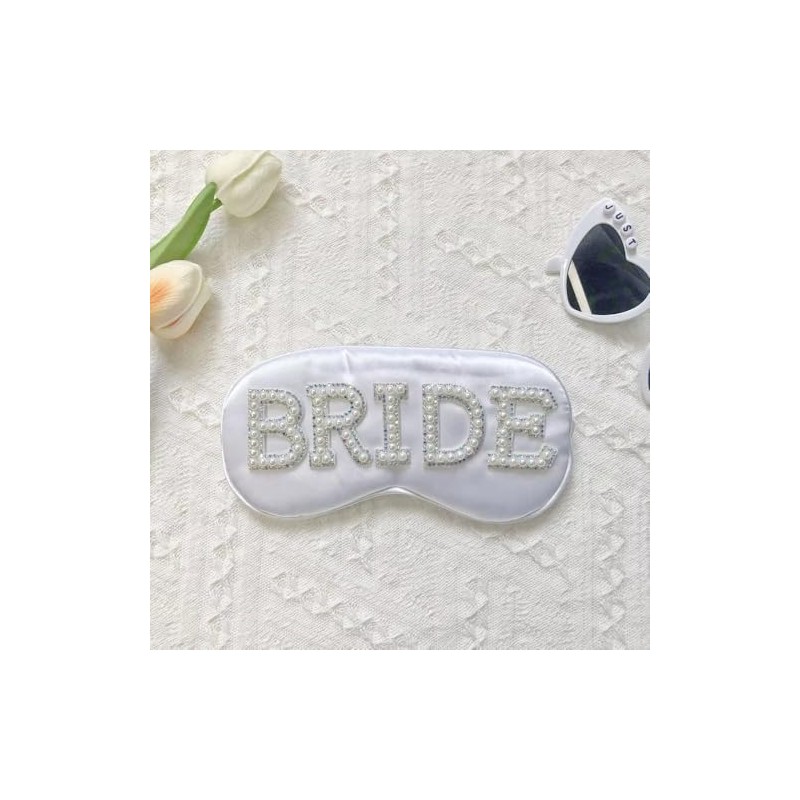 TRIXES Bride Sleep Mask, Rhinestones and Faux Pearls, Bride to