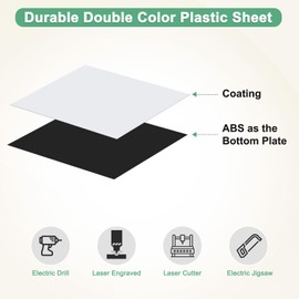 M METERXITY 6-Pack Engraving Blank Materials Double Color 10x2 Inch, 1.3mm Thick ABS Plastic Sheet Yard Signs Name Plate for Door/Office/Home/Conference/Hotel/DIY Carving[White/Black]