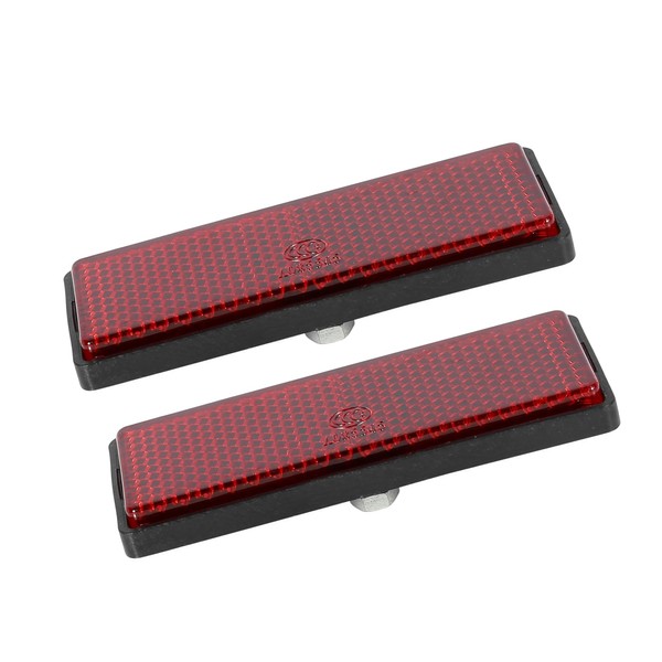 RATCHROLL Pair M6x1.0 Red Rectangle Universal Screw Mount Reflective Warning