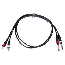 Pronomic J4RC-1.5 Audio Cable - 2x 6.3 mm Mono Jack to 2x RCA - Length: 1.5 m - Flexible and Robust - Colour Coded Plugs - Black