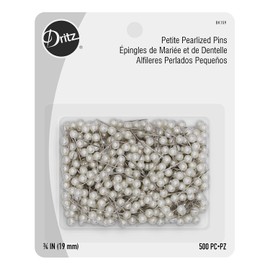 Dritz Petite Perlado Tamaño 12 3/4 pulgadas Blanco Perla Cabezales Pines-recto