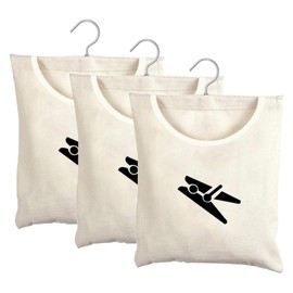 MUKA 3 pcs Canvas Clothespin Bag Organizer with Rotating Hooks Clothespin Hanging Storage Organizer 11" x 12.6"