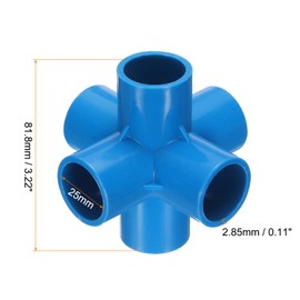 QUARKZMAN 4 Stück 6 Wege PVC Rohrverbindungsstücke 1" Ellbogenrohrverbinder Möbelbauqualität 90-Grad-Rohrkupplung Ellbogenverbindungsstücke für Abwasserrohrinstallationen Garten, Blau