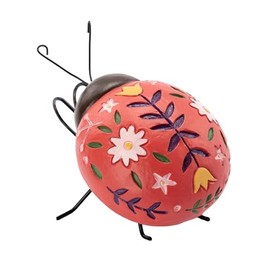 Napco Imports Decorative Home or Garden 3.5 x 3 Inch Sculpted Flower Pot Planter Hugger Hanger Red and Black Painted Lady Bug