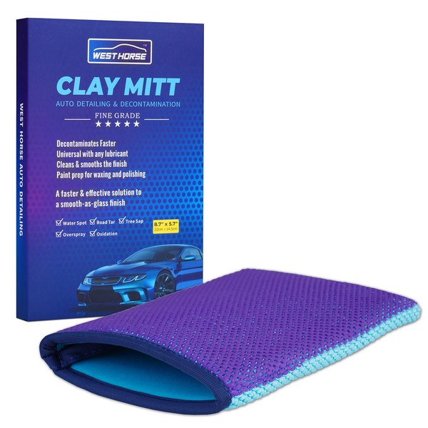 WEST HORSE Auto Detailing Clay Bar Mitt, Detailing Clay Mitt