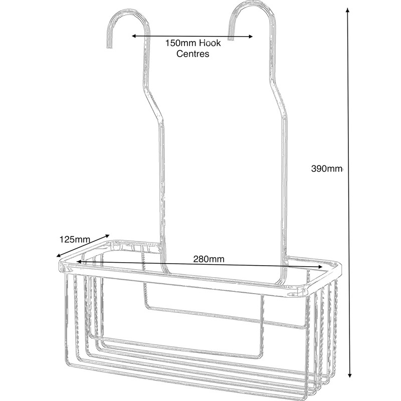 Keenware KSC-001 Rectangle Shower Caddy, Chrome, 385x280x120mm (HxWxD)