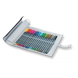 Staedtler Triplus Fineliner 334 PC20-9 (triangular, pink roll-up case with 20 shining colours, made in Germany, superfine, metal-clad tip, line width approx. 0.3 mm)