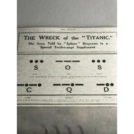 RMS TITANIC SINKING, SPHERE NEWS COVER, REPRINT, GREAT SOS CQD MARCONI CONTENT