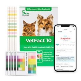 [5Kits] Free Mobile App 10 Parameter Urine Test Strips for Cat & Dog, Cat & Dog UTI Test Strips at Home ; Glucose, Specific Gravity, pH, Ketone, Protein & More