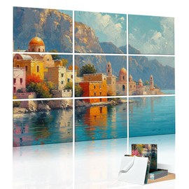 ENSEPST 9 Pack Wall Art Acoustic Panels,48" X 36"Sound Absorbing Panels, Decorative Sound Dampening Panels, Acoustic Treatment for Studio Home and Office （Seaside castle）