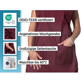 ZOLLNER Throw Apron – Durable Clothes Protector in Red – Universal Size – Mixed Fabric – with Practical Press Studs and Side Pocket – Washable up to 60 °C – Oeko Tex Certified